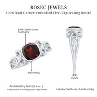 Vintage Looking Garnet Cushion Cut Engagement Ring