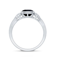 Vintage Style 2.8 Carat Lab Grown Black Diamond Cushion Cut Engagement Ring
