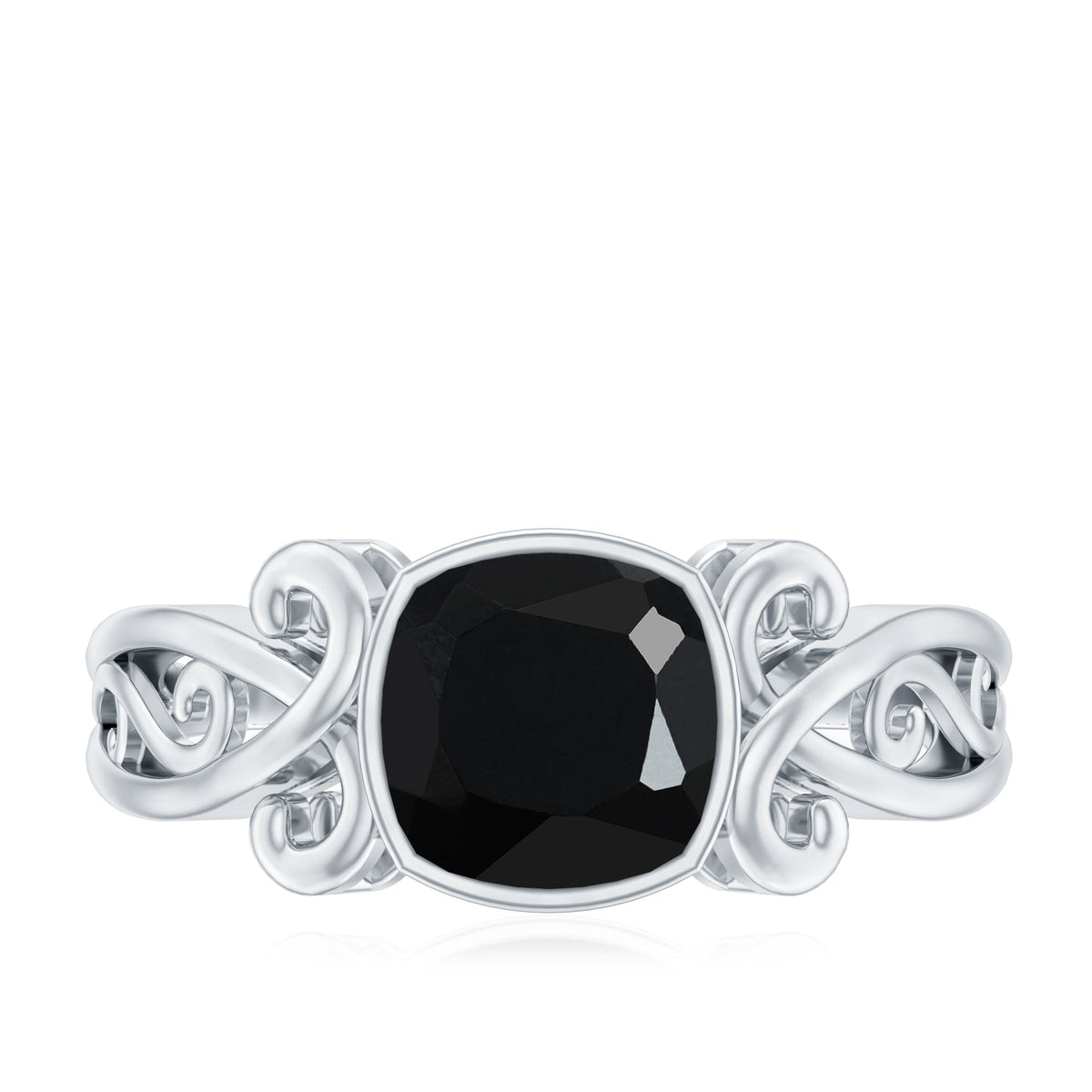 Vintage Style 2.8 Carat Lab Grown Black Diamond Cushion Cut Engagement Ring