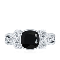 Vintage Style 2.8 Carat Lab Grown Black Diamond Cushion Cut Engagement Ring