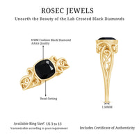Vintage Style 2.8 Carat Lab Grown Black Diamond Cushion Cut Engagement Ring