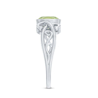 Vintage Style 2 Carat Peridot Cushion Cut Engagement Ring