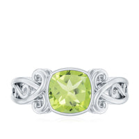 Vintage Style 2 Carat Peridot Cushion Cut Engagement Ring
