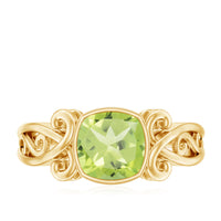 Vintage Style 2 Carat Peridot Cushion Cut Engagement Ring