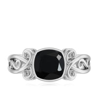 8mm Cushion Cut Black Onyx Vintage Engagement Ring For Women