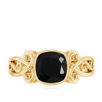 8mm Cushion Cut Black Onyx Vintage Engagement Ring For Women