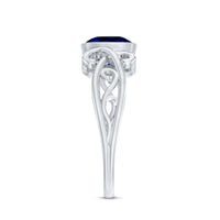 Vintage Style 2.75 Carat Cushion Cut Lab Grown Blue Sapphire Engagement Ring