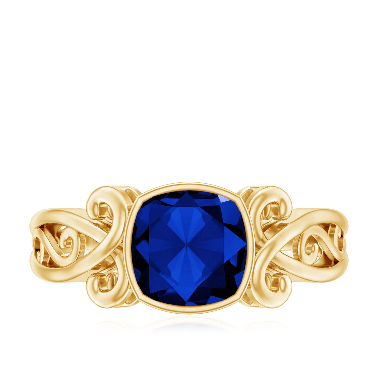 Vintage Style 2.75 Carat Cushion Cut Lab Grown Blue Sapphire Engagement Ring