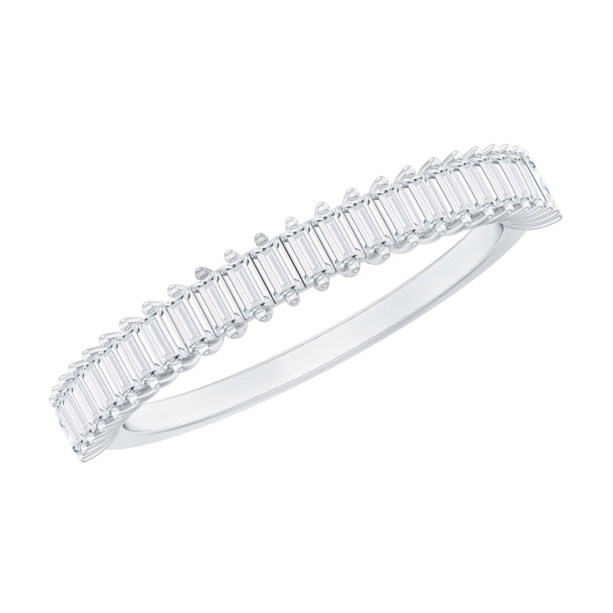 Certified Baguette Moissanite Half Eternity Band Ring