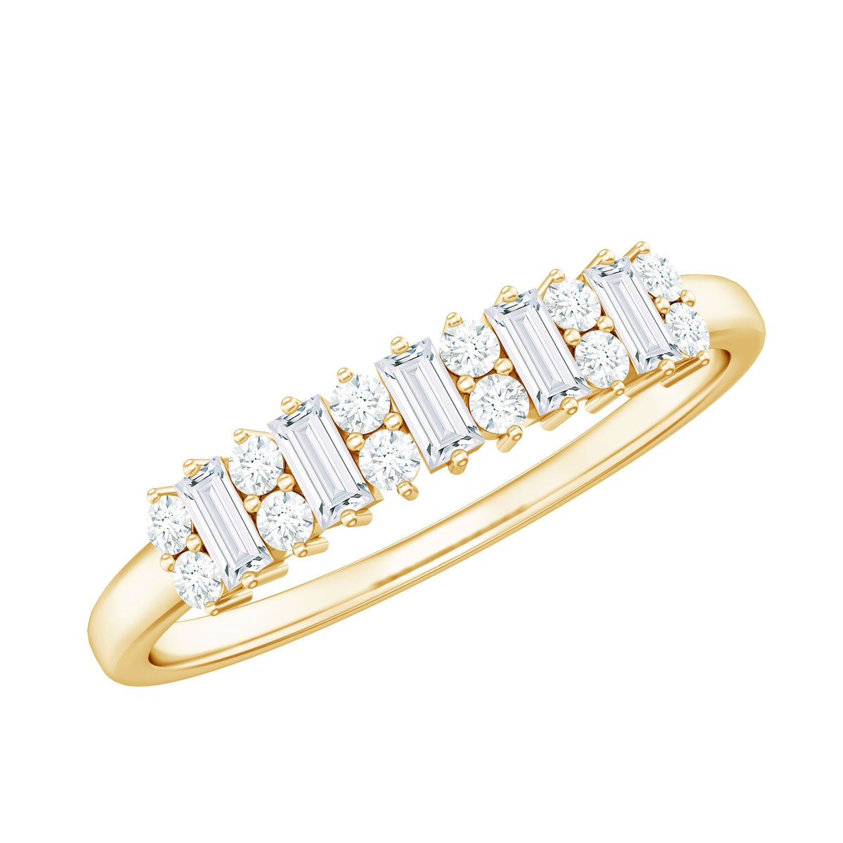 Anniversary Band Ring with Certified Moissanite Stones