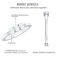 Oval Shaped Moissanite Three Stone Ring for Women