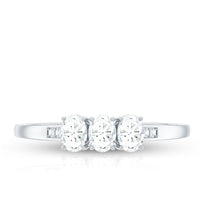 Oval Shaped Moissanite Three Stone Ring for Women