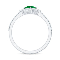 Antique Looking Real Emerald Cushion Cut Engagement Ring with Diamond