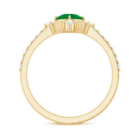 Antique Looking Real Emerald Cushion Cut Engagement Ring with Diamond