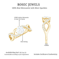 Cushion Cut Moissanite Infinity Band Engagement Ring