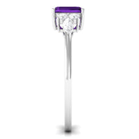 Certified Real 3 Carat Asscher Cut Amethyst Engagement Ring with Diamond Trio