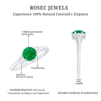 Certified Natural Emerald Promise Ring with Diamond