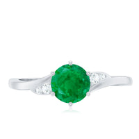 Certified Natural Emerald Promise Ring with Diamond