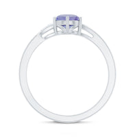 Natural Tanzanite Promise Ring with Diamond Bypass Shank