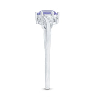 Natural Tanzanite Promise Ring with Diamond Bypass Shank
