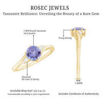 Natural Tanzanite Promise Ring with Diamond Bypass Shank