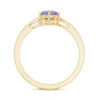 Natural Tanzanite Promise Ring with Diamond Bypass Shank