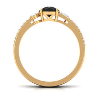 Solitaire Created Black Diamond and Diamond Double Band Engagement Ring
