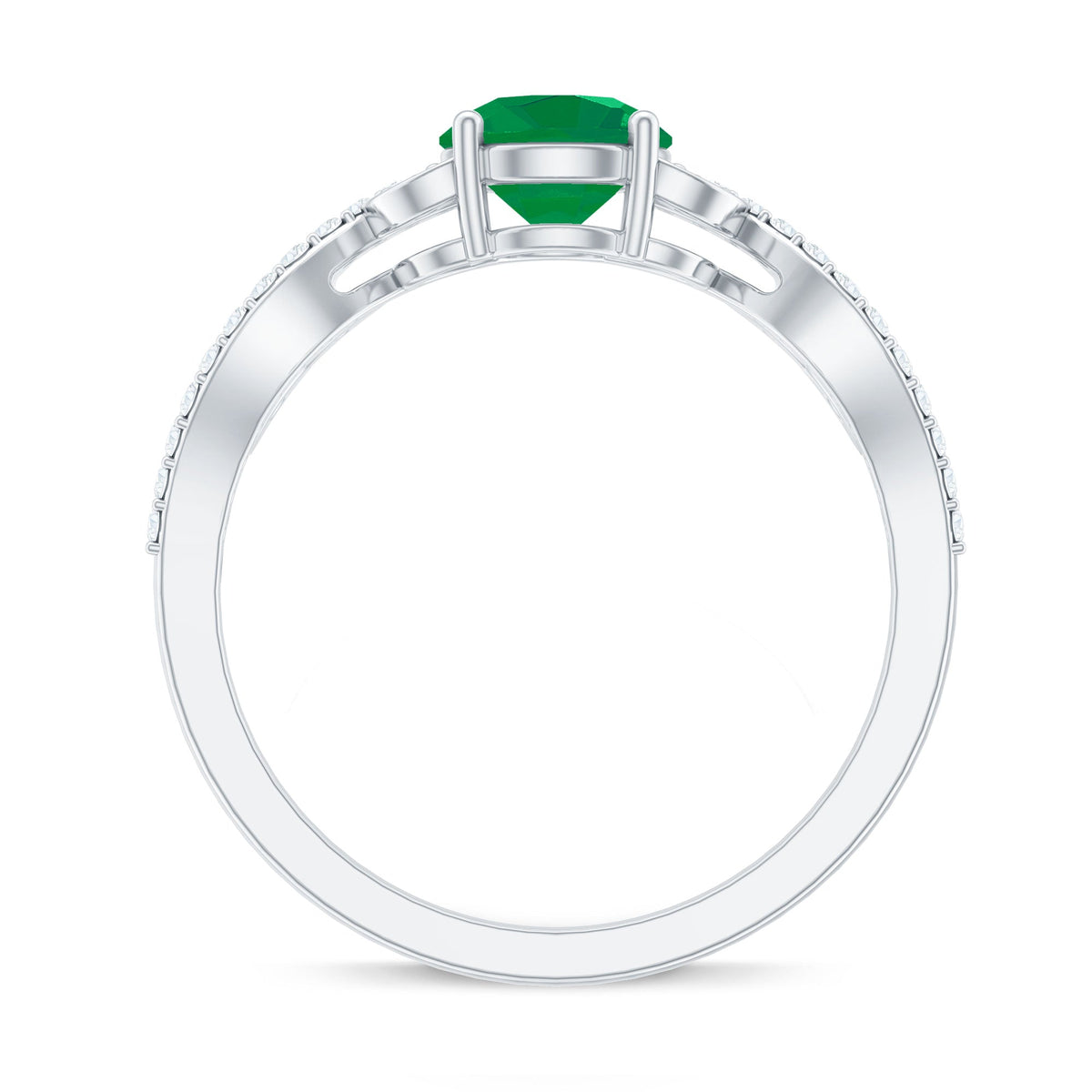 Nature Inspired Emerald Engagement Ring with Natural Diamond