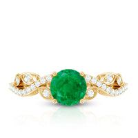 Nature Inspired Emerald Engagement Ring with Natural Diamond