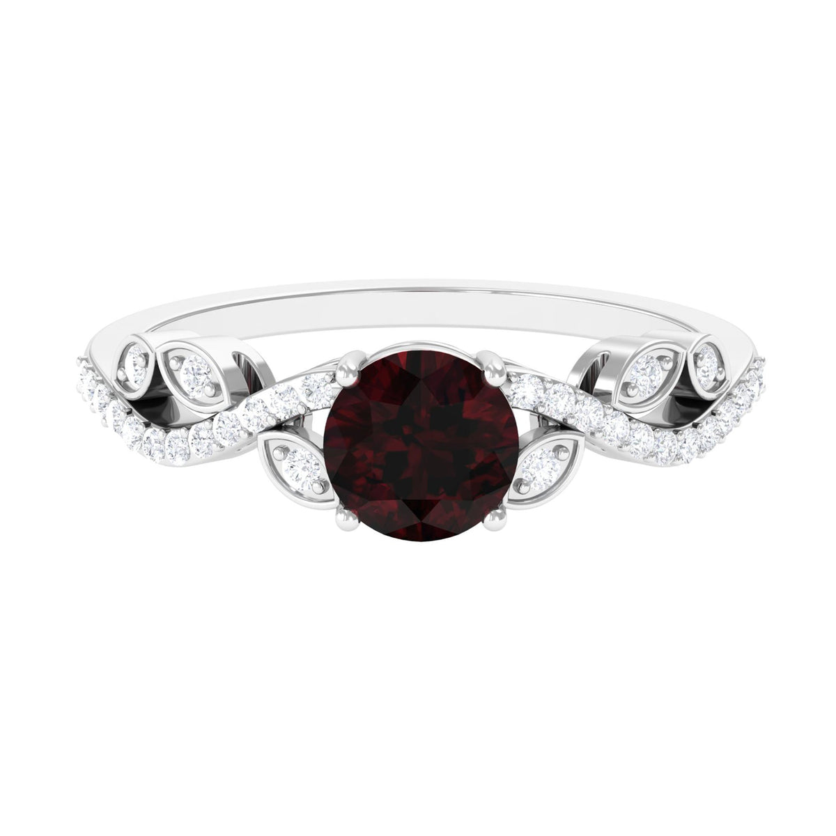 Nature Inspired Garnet Engagement Ring with Diamond