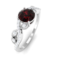 Nature Inspired Garnet Engagement Ring with Diamond