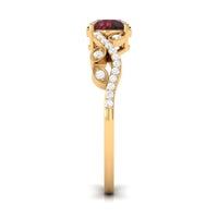 Nature Inspired Garnet Engagement Ring with Diamond