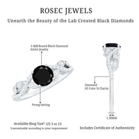 Certified 1.3 Carat Lab Grown Black Diamond Solitaire Engagement Ring with White Diamond