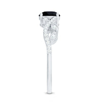 Certified 1.3 Carat Lab Grown Black Diamond Solitaire Engagement Ring with White Diamond
