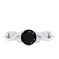 Certified 1.3 Carat Lab Grown Black Diamond Solitaire Engagement Ring with White Diamond