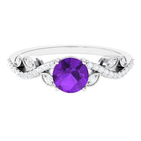 Nature Inspired 1.2 Carat Amethyst Engagement Ring with Diamond