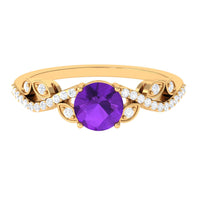 Nature Inspired 1.2 Carat Amethyst Engagement Ring with Diamond