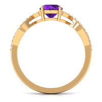 Nature Inspired 1.2 Carat Amethyst Engagement Ring with Diamond