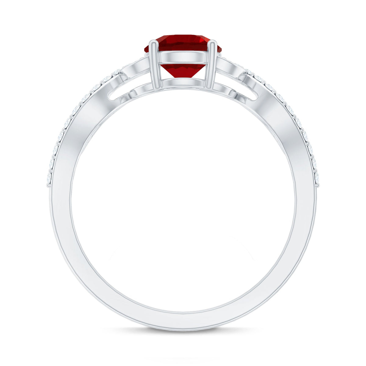 Nature Inspired Lab Created Ruby Engagement Ring with Diamonds