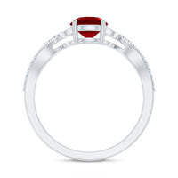 Nature Inspired Lab Created Ruby Engagement Ring with Diamonds