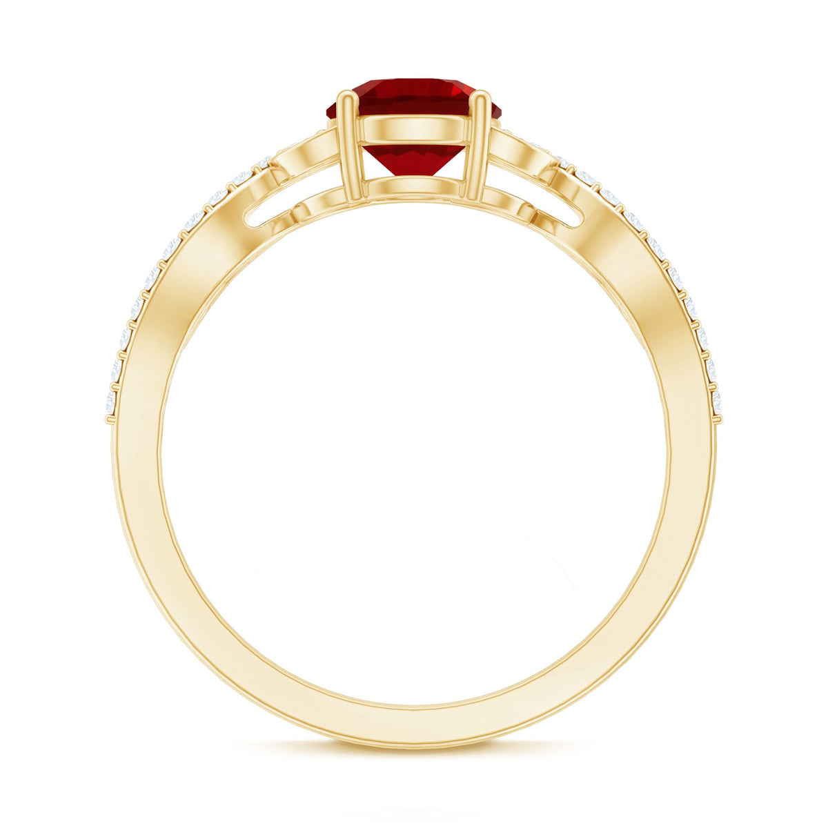 Nature Inspired Lab Created Ruby Engagement Ring with Diamonds