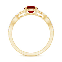 Nature Inspired Lab Created Ruby Engagement Ring with Diamonds
