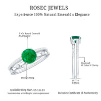 Classic Emerald Diamond Double Band Engagement Ring