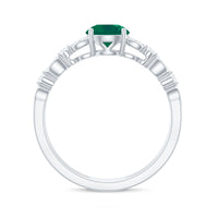 Classic Emerald Diamond Double Band Engagement Ring