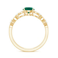Classic Emerald Diamond Double Band Engagement Ring