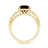 Natural Garnet Diamond Double Band Engagement Ring