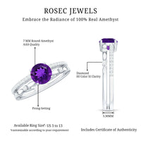 1.2 Carat Amethyst Double Band Engagement Ring with Diamond