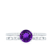 1.2 Carat Amethyst Double Band Engagement Ring with Diamond