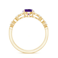 1.2 Carat Amethyst Double Band Engagement Ring with Diamond