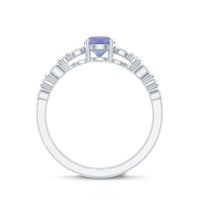 Certified Real Tanzanite Double Band Engagement Ring with Diamond